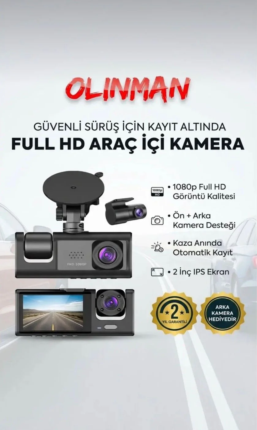 Olinman 3 kameralı araç içi kamera