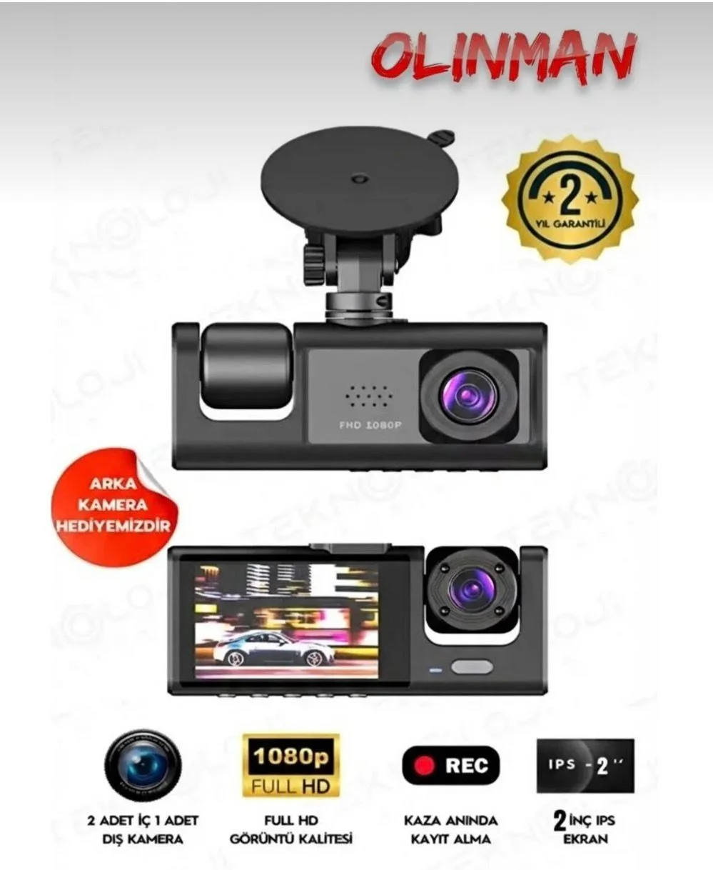 Olinman 3 kameralı araç içi kamera